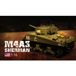 Czołg zdalnie sterowany ASG/IR/dźwięk/dym 1:16 U.S.Medium Tank M4A3 Sherman RTR 2.4Ghz - Heng Long 3898-1U